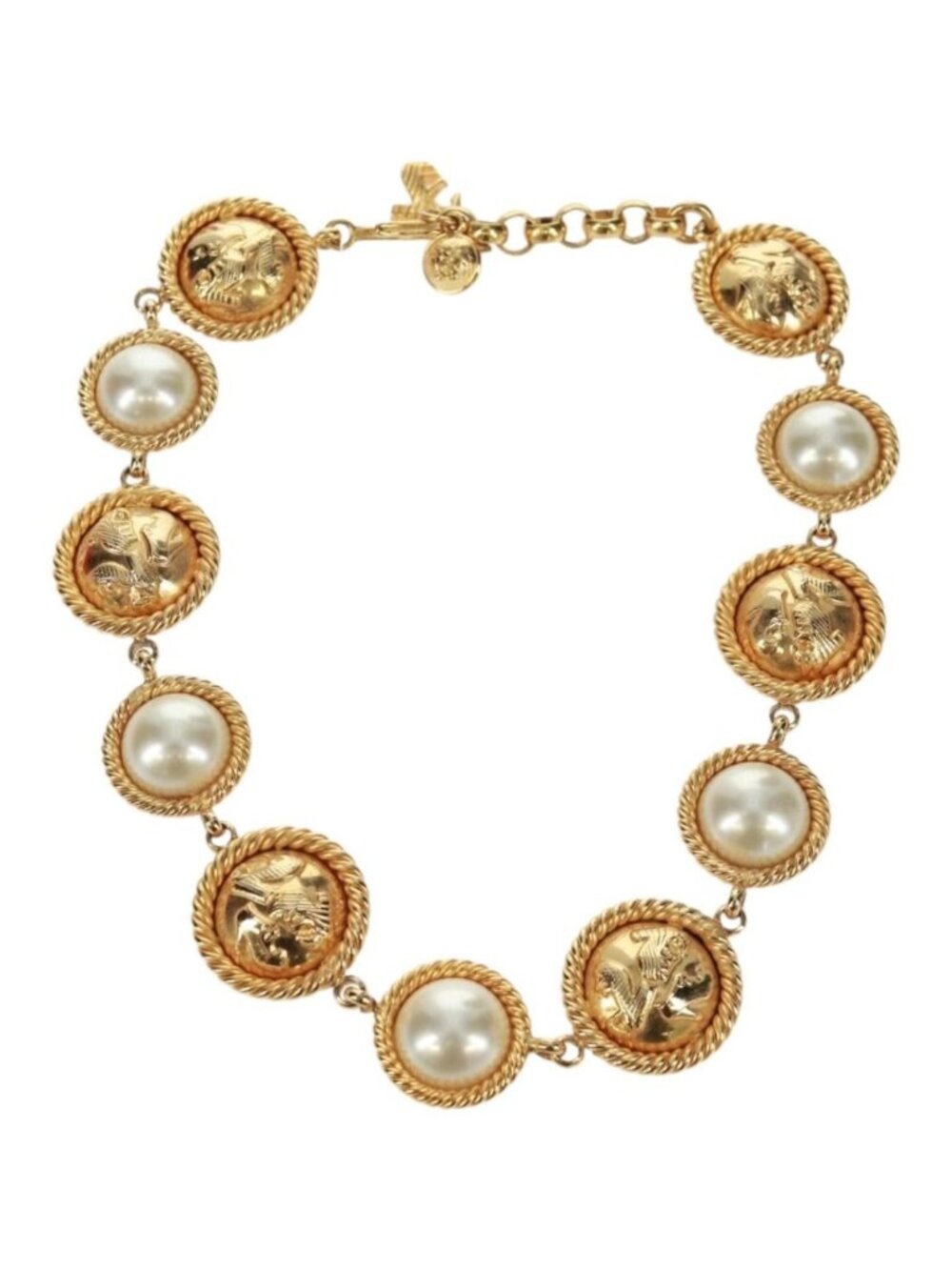 Salvatore Ferragamo Pearl Necklace metal Gold Tone